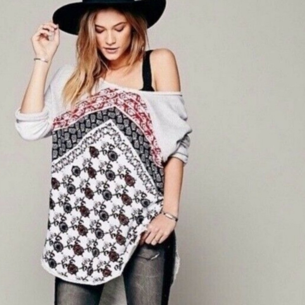 Free People oversized patch pullover sweater